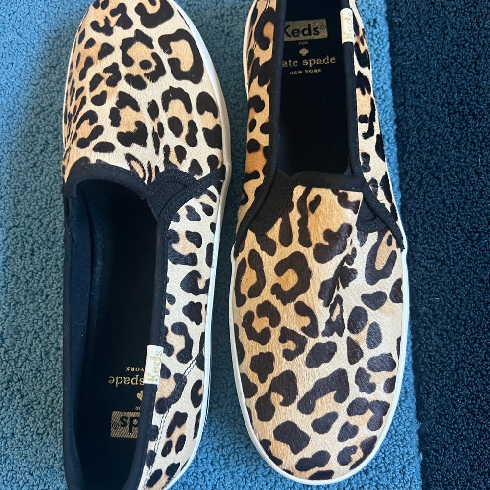 9.5 Kate spade x keds faux fur leopard double decker women’s shoes